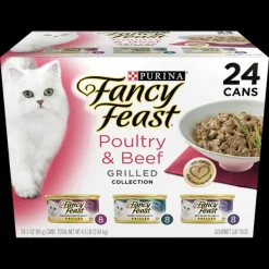 New Nestle Wet FANCY FEAST - Adult Classic Poultry & Beef Grilled Collection Wet Cat Food (85g x 24pk)