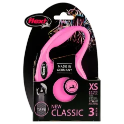 Best Natures Best Flexi - New Classic Retractable Tape Lead for X-Small Dog Pink (3m)