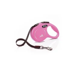 Outlet Natures Best Flexi - New Classic Retractable Tape Lead for Small Dog Pink (5m)