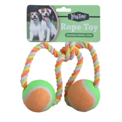 Clearance WagTime - Dual Tennis Ball Rope Toy (36cm)